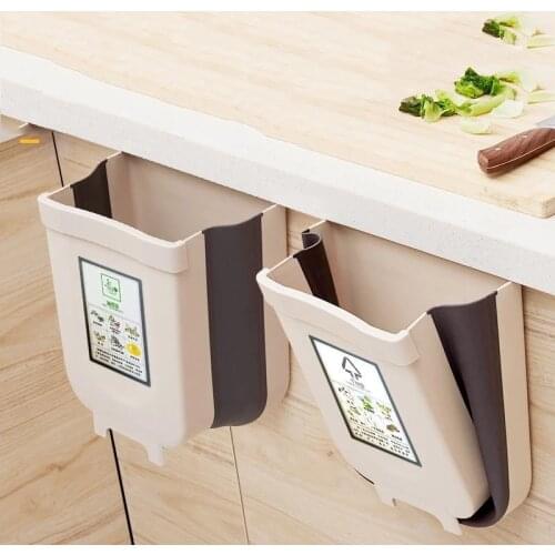 9L Folding Trash Can Zero Waste Recycle Bin Trash Bin Kitchen Dustbin Garbage Rubbish Bin Plastic Waste Bin Garbage Bag Holder