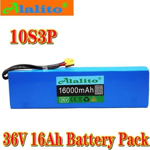 10S3P 36V 16Ah Battery e-bike battery pack 18650 Li-Ion Battery 600W High Power and Capacity 42V Motorcycle Scooter
