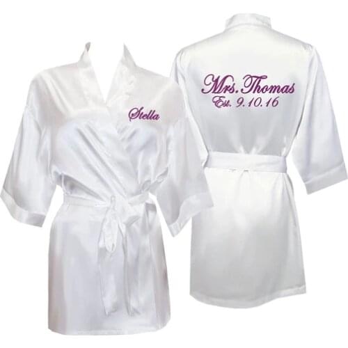 Personalized name Satin bride Bridal Shower pajamas nightgown Robes Wedding Hens Night Bachelorette Party favors gifts