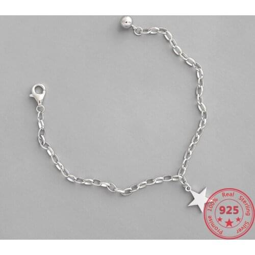 Factory Price 100% 925 Sterling Silver Simple Star Small Round Bead Bracelet five-Pointed Star Fashionable female hand jewelry