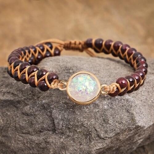 Garnet Beads Wrap Bracelets Women Opal String Braided Bracelets Handmade Yoga Friendship Bracelet Bangle Bohemian Jewellery