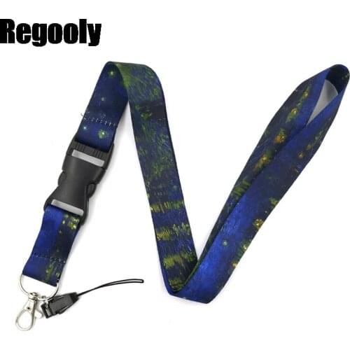 Starry Night Over the Rhone Keychain Lanyards Id Badge Holder ID Card Pass Gym Mobile Phone Badge Holder Key Strap