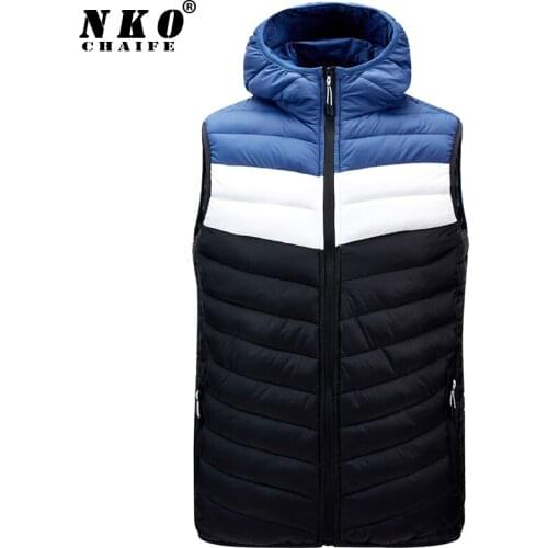 CHAIFENKO Brand Winter Hooded Waterproof Warm Sleeveless Vest Jacket WaistCoat Men Spring Autumn Fashion Casual Vest Waistcoat