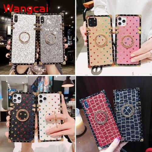 Luxury Glitter Case For Samsung Galaxy A82 A22 A32 M51 A02S A52 A72 A42 A12 4G 5G Case With Ring Cover Bling Heart Shinning Case