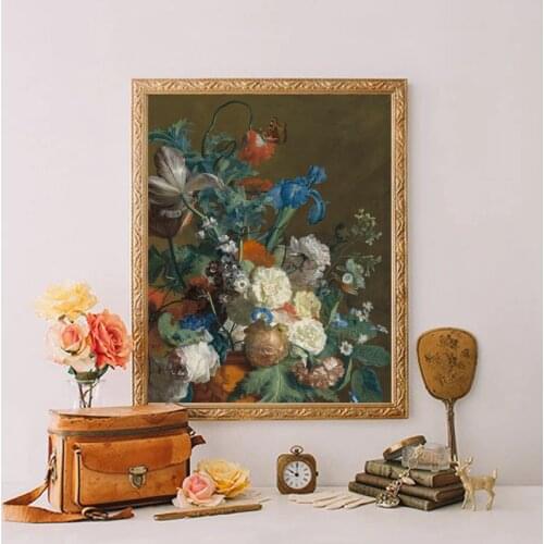 Floral Oil Painting Prints Boho Vintage Art Poster Moody Flower Art Canvas Painting Wall Picture for Living Room Home Decor