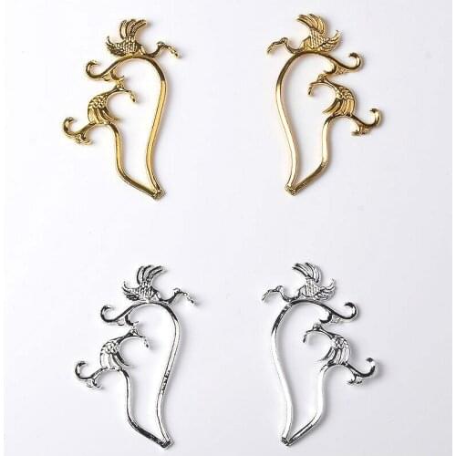 10PCS 46*66mm Fashion Metal Alloy Gold/Silver Color Crane Connectors Hollow Out Charm DIY Findings For Jewelry Making