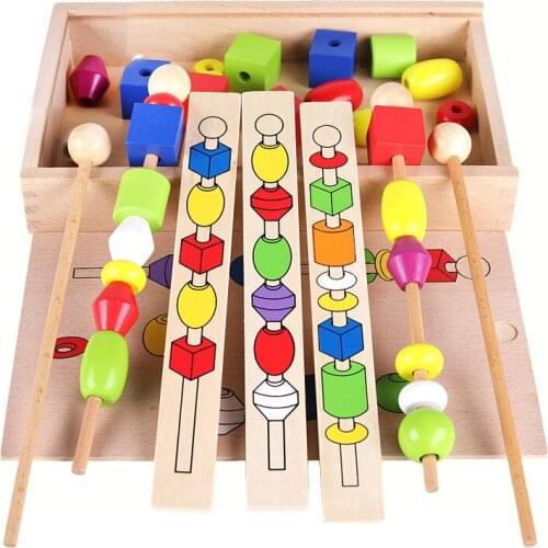 Puzzle Beaded Boxes Enhancing Memory Children Enlightenment Fine Motion Training Wear Beaded Montessori Early Education Toys