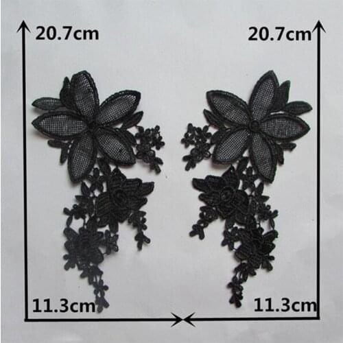 Hot sale cotton black Flower Lace Collar 3D Fabric Trim ribbon DIY Embroidery dubai Applique Sewing wedding Neckline cloth decor