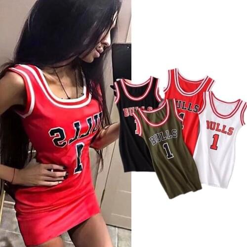 Holanono Summer Dress Women Cute Bodycon Bulls Sporting Jersey Above Knee Length O-Neck Tunic Dresses GIGI Hadid Style Vestidos