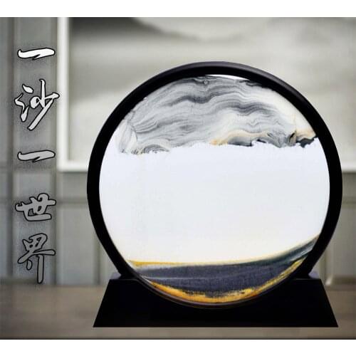 7 Inch Moving Sand Art Picture Sandscapes Flowing Sand Painting Desktop Decor Diy Drawing Toy 3D Dynamic Craft Home Decoration