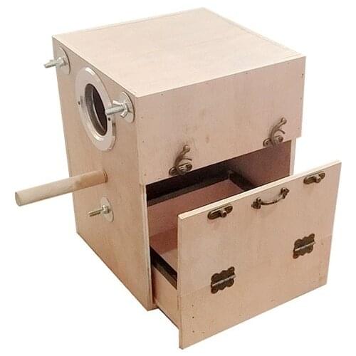 Parrot Breeding Box with Drawer Wood Bird Nest Warm Incubator Box House Parakeet Cage Hanging Bird Cages Accessories Supplies