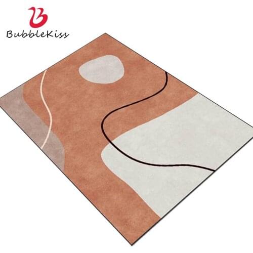 Bubble Kiss Abstract Lines Printed Pattern Carpets For Modern Living Room Soft Orange Morandi Girls Bedside Decor Floor Rugs