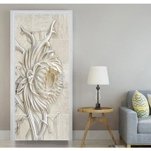 Creative Chrysanthemum Flowers 3D Mural Sticker for Door Living Room Bedroom Decoration Waterproof PVC Self-Adhesive Wall Poster