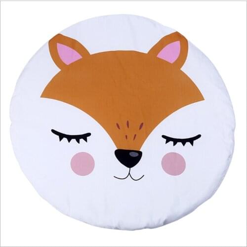 Round Fox Printen Carpets For Living Room Rug Pure Cotton Baby Kids Toys Play Crawl Game Floor Room Mats/Carpet Child Rugs