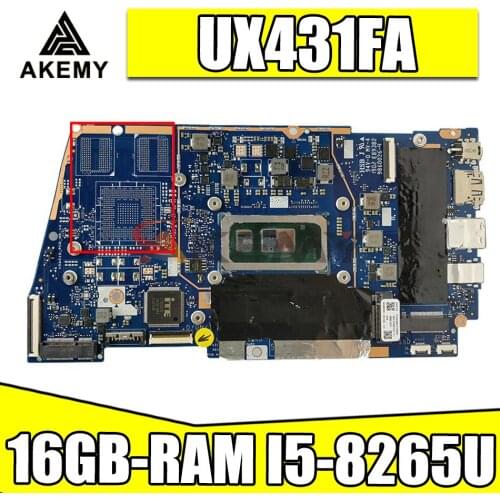UX431FA/FN Laptop motherboard for ASUS ZenBook-14 UX431FA UX431FN UX431F original mainboard 16GB-RAM I5-8265U GM