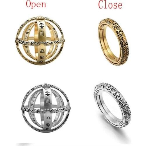 Fashion Astronomical Ring For Men Women Metal Ball Creative Complex Rotating Cosmic Finger Mood Ring Party Jewelry JZ516