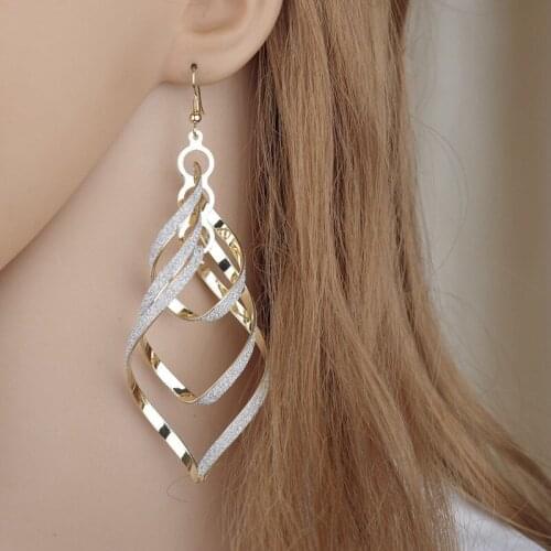 Fashion Women Earrings Gold Filled Spiral Scrub Long Dangle Drop Earrings Jewelry Gifts Beautiful Earrings Bijoux