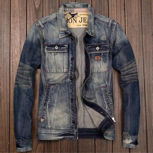 Vintage Fashion Mens Suit Dress Jeans Jacket Coat European Style Automotive Coat For Man Casual Male Denim Jacket Plus Size 5XL