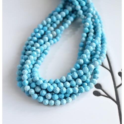 15‘’/38cm wholesale natural stone blue turquoises faceted 3mm4mm tiny seed beads jewelry making DIY for women