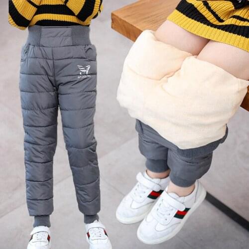 Fall Winter Kids Pants For Boys Girls Cotton Padded Thick Warm High Waisted Trousers Children New Down Pants 3-12Y Teen Clothing