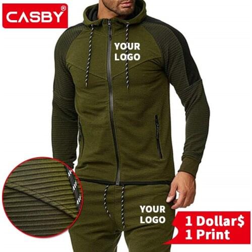 Autumn Winter Sports Men Outfit Set Simple All-match Custom Logo Tracksuit Fashion Personalized DIY Design Zipper Hoodies H509