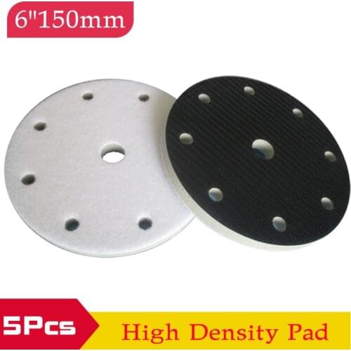 High Density 5 Pcs Interface Pad 6 Inch 150mm 9 Holes Hook and Loop Sponge Cushion Buffer Pad 6" Polishing Damping & Protection