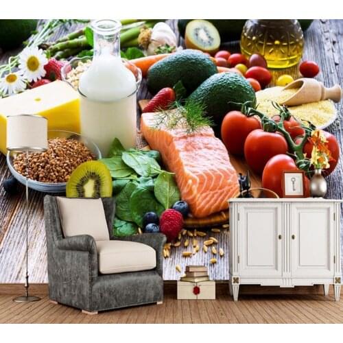 Custom kitchen papel DE parede, various food and fruit murals for restaurant bar background decoration wallpaper