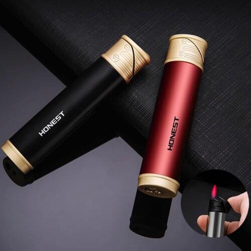 Portable Cigar Butane Lighters Windproof Gas Lighter Cigarette Lighter Metal Lighters Personality Torch Lighter 1300 C No Gas