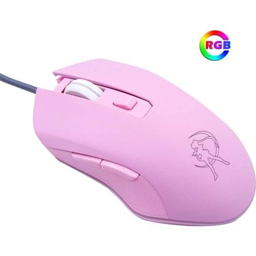 Pink Gaming Mouse Silent Colorful Backlit Optical Game Mice Ergonomic USB Wired 2400 DPI Computer Mause for Laptop Desktop Mac