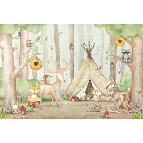 Cartoon Wild One Animals Backdrop Forest Photography Background Celebration Photo Booth Studio Decor