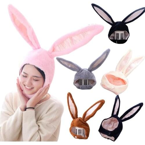 Bunny Ears Hat Bunny Hood Halloween Party Cosplay Women Girls Long Cap Plush Rabbit Ears Hat Headgear Photo Supplies
