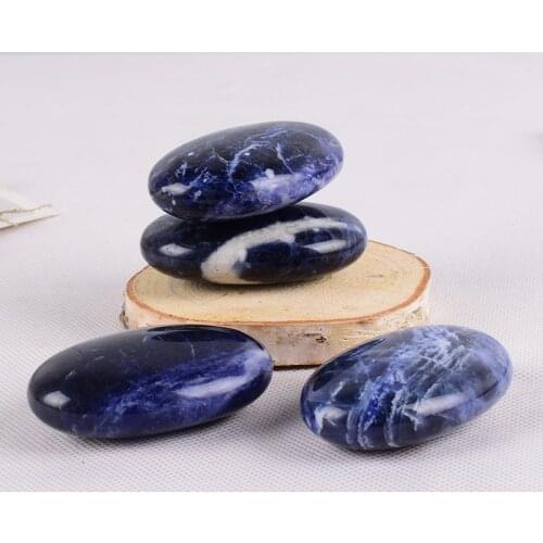 Sodalite Natural Stones And Minerals Palm Stone 6*4 cm Chakra Back Massage Healing Hot SPA Reiki Crystal Beauty Health Care Tool