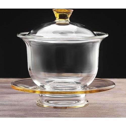 170ml Tea Tureen Heat Resistant Glass Gaiwan Tea Maker Beautiful Tea Bowl Chinese Kung Fu Teaware Master Cup Teacup Drinkware