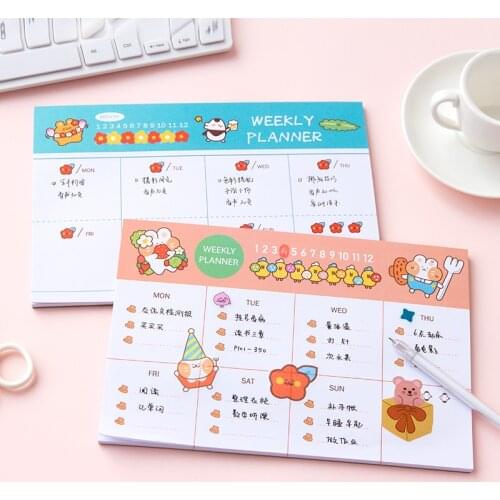 Yisuremia 30 Sheets Kawaii Cartoon Memo Pads Note Paper Weekly Monthly Planner To Do List Notepads School Office Stationery