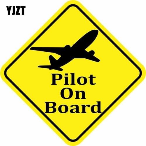 YJZT 12.7CM*12.7CM Funny PILOT ON BOARD Warning Mark Car Sticker Reflective Decal C1-7379