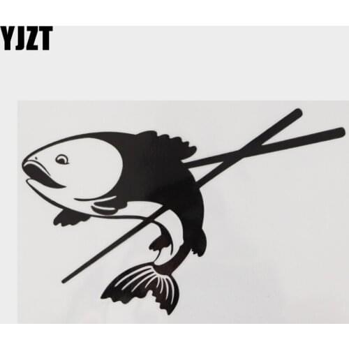 YJZT 15.2CM×9.4CM Personality Marine Fish Decal Vinyl Car Stickers Black/Silver 13D-1258