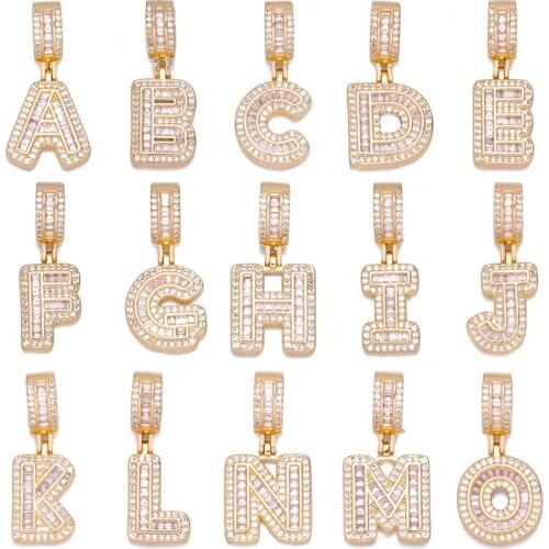 DIY Jewelry Top Quality Women Girls Initial Letter Necklace Gold 26 Letters Charm Pendants Copper CZ Jewelry Personal Necklace