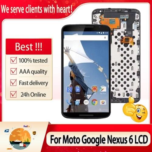 5.96" AAA Quality For Motorola Google Nexus 6 XT1100 XT1103 AMOLED LCD Display Touch Screen Digitizer Assembly Replacement Parts