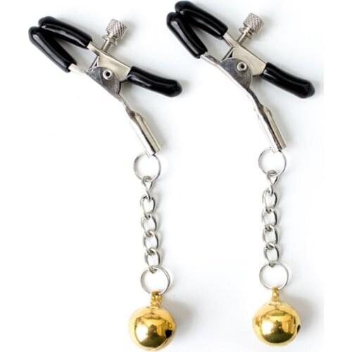 1Pair Metal Nipple Clamps with Gold Bells Sex Games Breast Clip Bdsm Bondage Sex Toys for Couples Sex Shop Erotic Toys for Woman