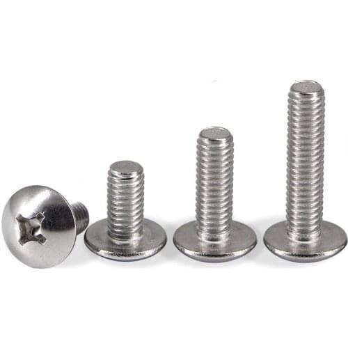 10/50X M2 M2.5 M3 M4 M5 M6 M8 304 A2-70 stainless steel JISB1111T Phillips Truss Head Large Flat Round Cross Screw Bolt L=3-80mm