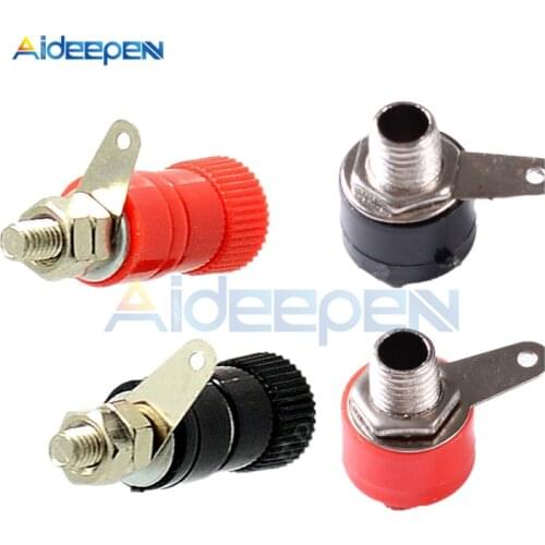 10Pcs/lot JS-910B 4mm Banana Socket Nickel Plated Binding Post Nut Banana Plug Jack Connector For Speaker Audio Red + Black