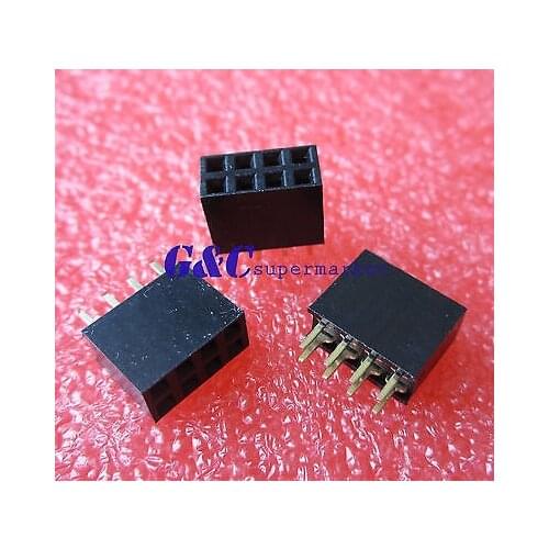 20PCS 2x4 Pin 8P 2.54mm Double Row Female Straight Header Pitch Socket Pin diy electronics