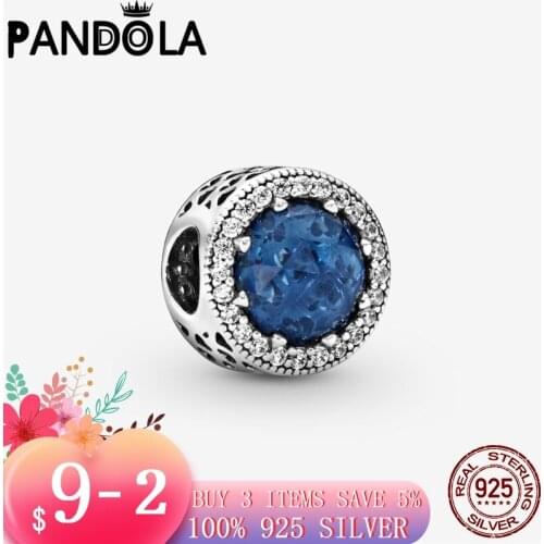 2021 new 925 Sterling Silver Sparkling Dark Blue Charms Beads Bracelet Fit Original Pandora Bracelet DIY Jewelry For Women
