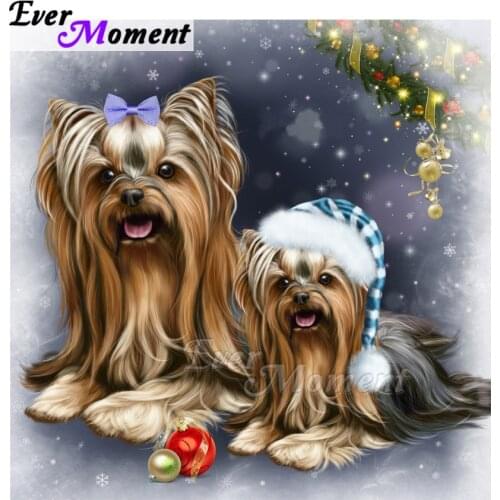 Ever Moment Diamond Painting Dogs Christmas Yorkshire Terrier Picture Of Rhinestone 5D DIY Diamond Embroidery Decor ASF1725
