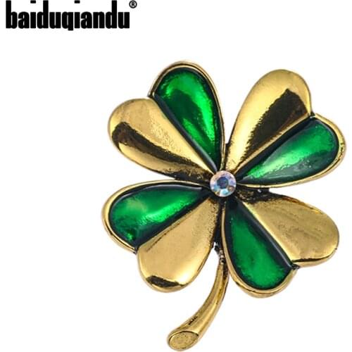 Baiduqiandu Women Men Green/Red Flower Brooches Pins Anique Gold/Silver Plated Plant Enamel Brooches Wedding New Year Gifts