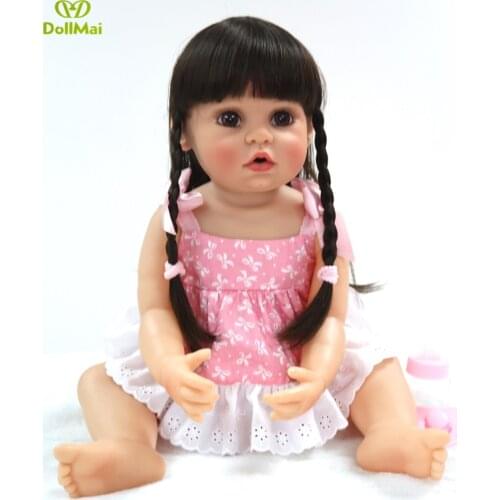 DollMai Exclusive Reborn baby doll toys 56cm full silicone vinyl bebe reborn toddler girl doll alive baby dolls gift