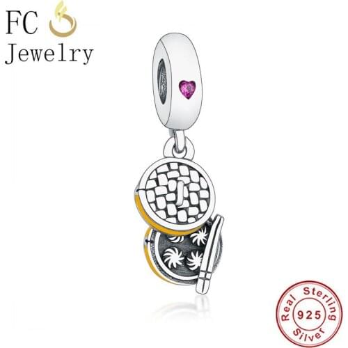 FC Jewelry New Fit Original Brand Charm Bracelet 925 Silver Orange Chinese Food Xiao Long Bao Pendant Bead Making Berloque DIY