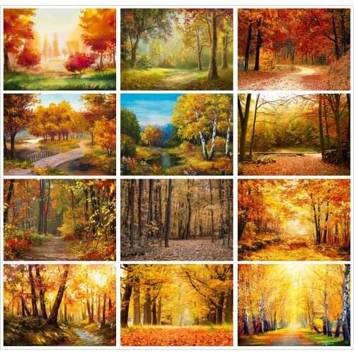 Autumn Forest Photography Background Natural Landscrape Halloween Birthday Baby Shower Photo Backdrops Newborns Kids Studio Prop