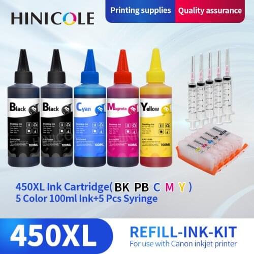 HINICOLE Refill Ink Kit + Cartridge for Canon PGI-450 CLI-451 PIXMA IP7240 MG5440 MG5540 MG6440 MG6640 MG5640 MX924 MX724 IX6840