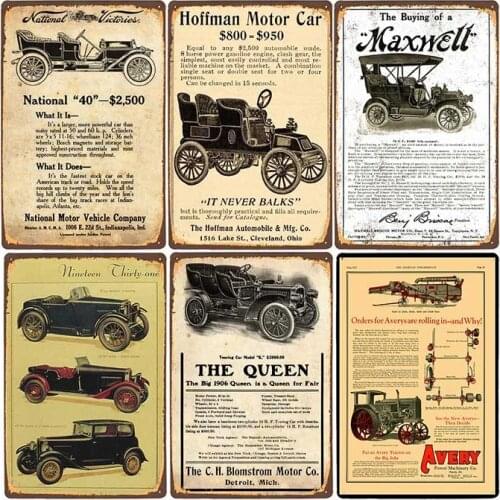 Classic Old Style Car Signs Vintage Metal Poste Pub Bar Club Garage Hotel Wall Decoration Retro Plaque Home Decor 20x30cm